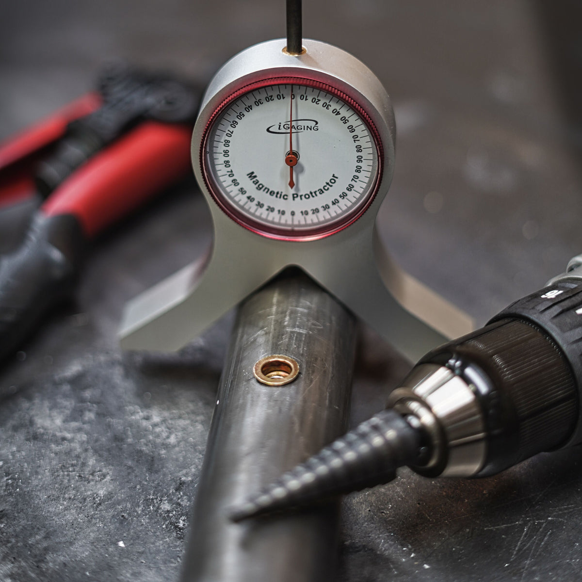 iGAGING 360° Magnetic Dial Protractor with Center Punch for Tubing